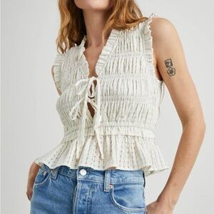 Rails Martine Shirred Seersucker Top - M